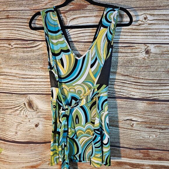 Miss Bisou top women's medium sleeveless multicolored pre-owned - Picture 3 of 5